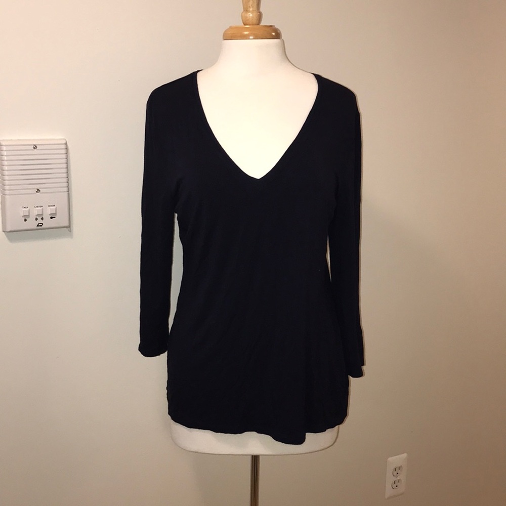 Tahari dark blue long sleeve top size XL